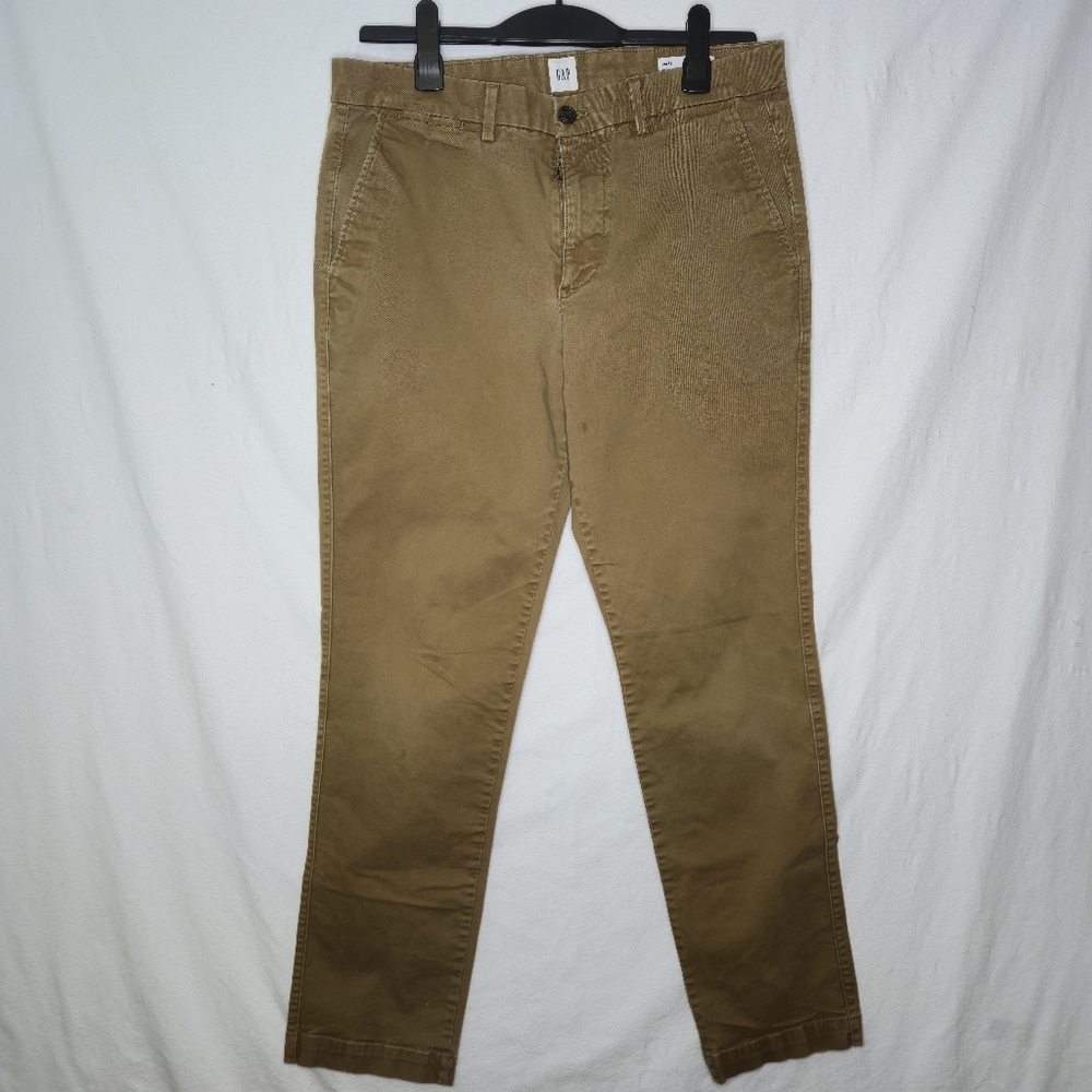 Gap Men's Essential Khaki Slim Pants Side And Back Pockets Size 34 X 32